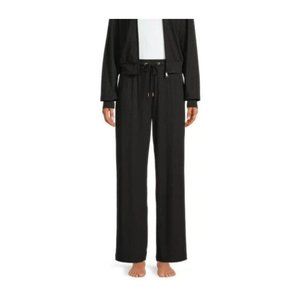 Secret Treasures Pants Black Ribbed Pull On Drawstring Wide Leg